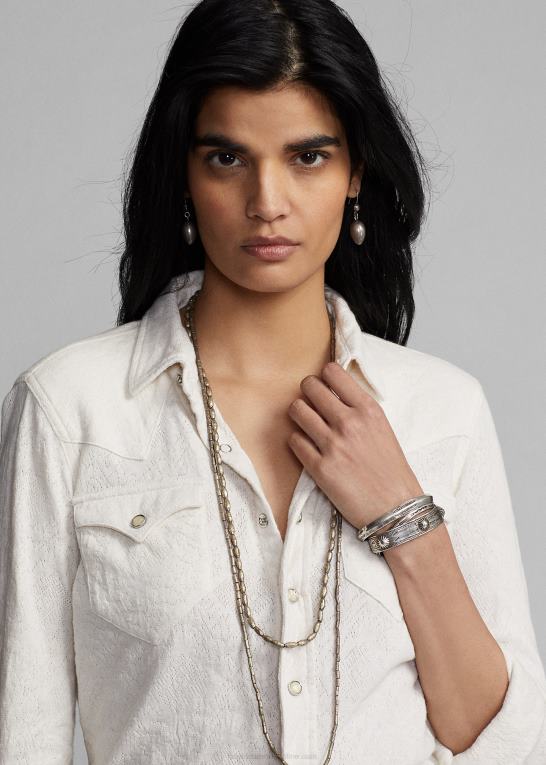 tonal creme Kvinder Ralph Lauren jacquardstrikket westernskjorte Z426B3613