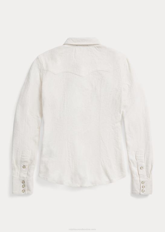 tonal creme Kvinder Ralph Lauren jacquardstrikket westernskjorte Z426B3613