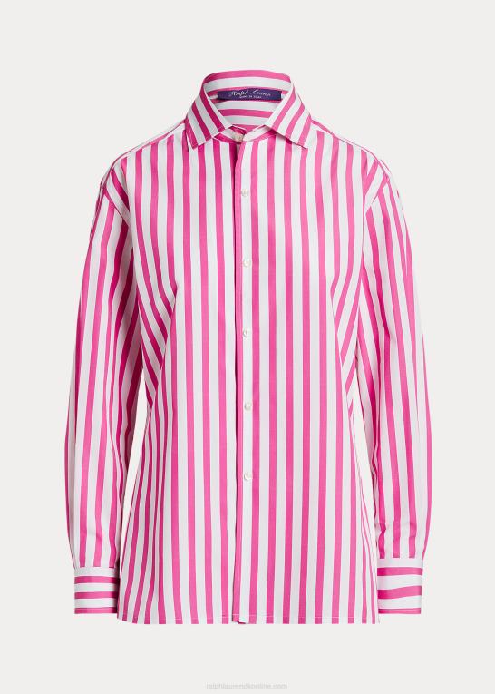 tyggegummi pink/hvid Kvinder Ralph Lauren stribet bomuldsskjorte Z426B9337