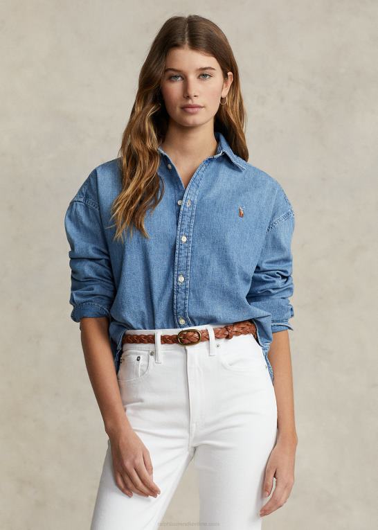 zaia vask Kvinder Ralph Lauren oversize denimskjorte Z426B3163