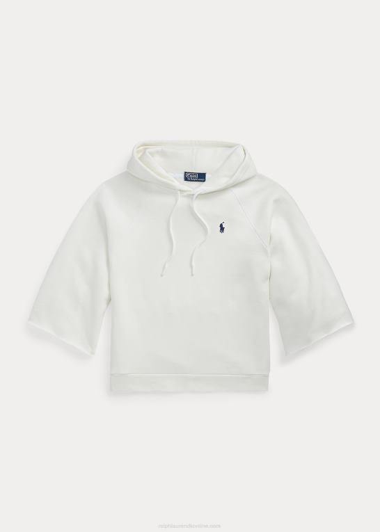 dækvask hvid Kvinder Ralph Lauren cutoff-manchet fleece hættetrøje Z426B3068