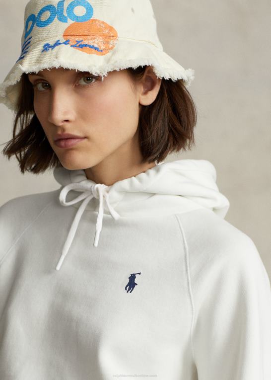 dækvask hvid Kvinder Ralph Lauren cutoff-manchet fleece hættetrøje Z426B3068