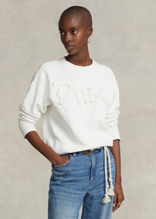 dækvask hvid Kvinder Ralph Lauren fransk frotté sweatshirt med reb-logo Z426B3106