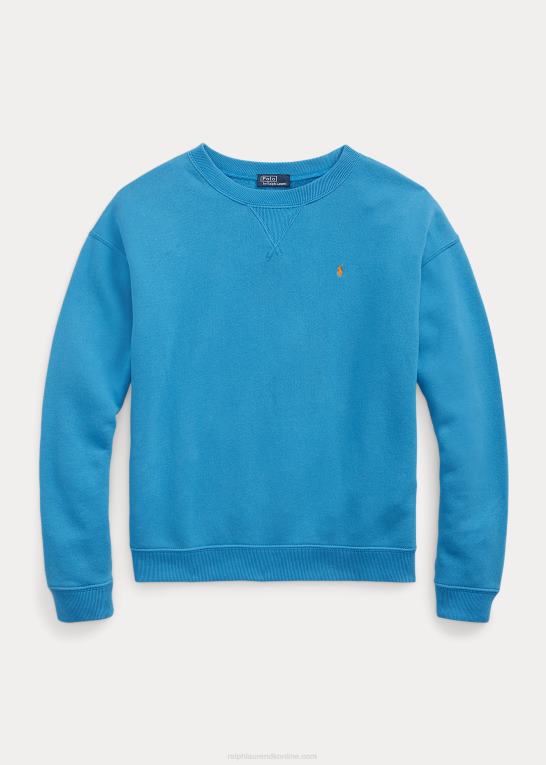 gletscher turkis Kvinder Ralph Lauren fleece pullover med rund hals Z426B9098