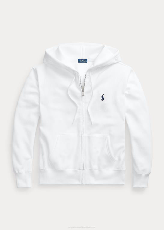 hvid Kvinder Ralph Lauren fleece hættetrøje med fuld lynlås Z426B3276