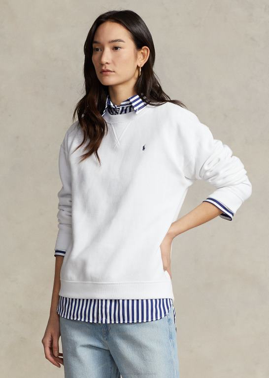 hvid Kvinder Ralph Lauren fleece pullover med rund hals Z426B9094