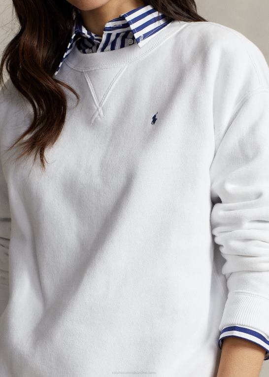 hvid Kvinder Ralph Lauren fleece pullover med rund hals Z426B9094