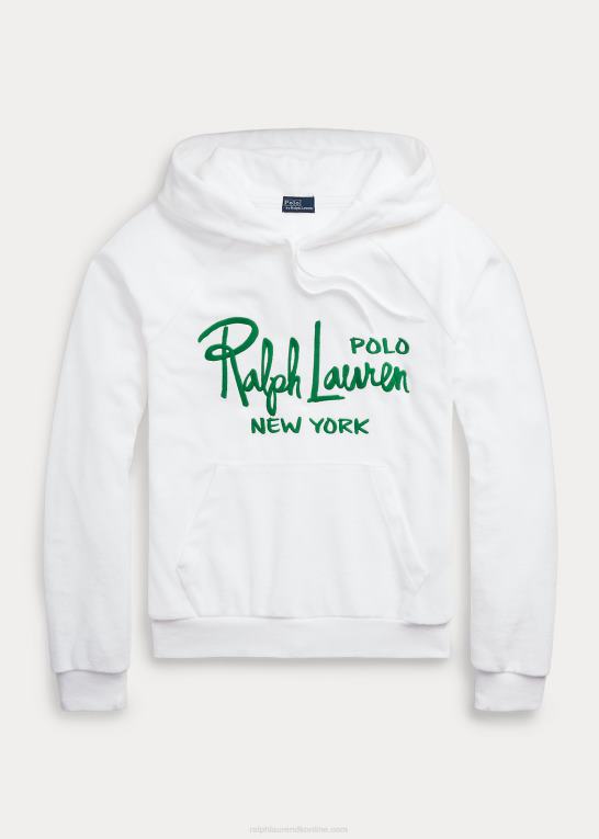 hvid Kvinder Ralph Lauren hættetrøje med broderet logo med krympet pasform Z426B2970