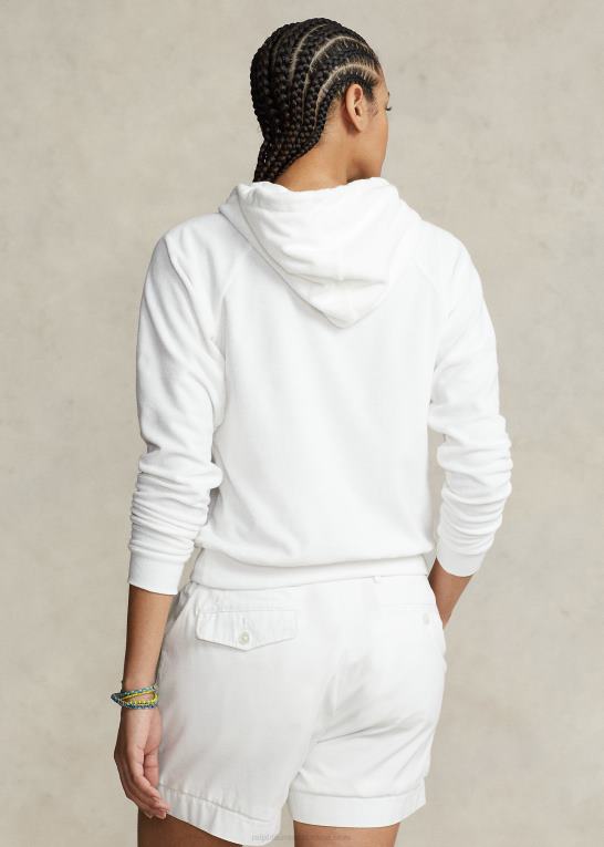 hvid Kvinder Ralph Lauren hættetrøje med broderet logo med krympet pasform Z426B2970