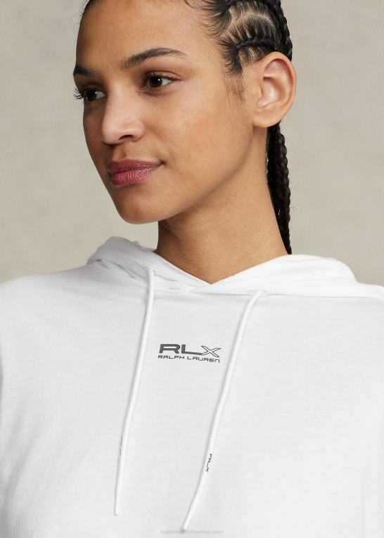 keramisk hvid Kvinder Ralph Lauren cropped bomuldsjersey hættetrøje Z426B3046