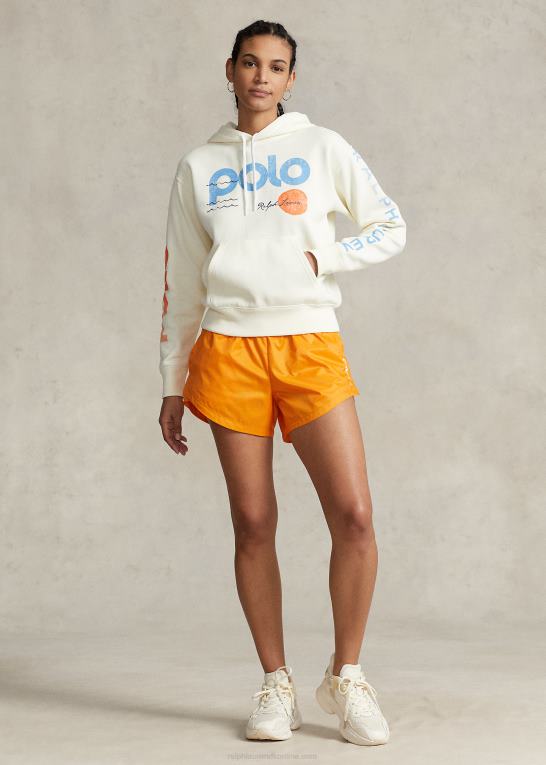 klubhuscreme Kvinder Ralph Lauren logo & wave grafisk fleece hættetrøje Z426B3079