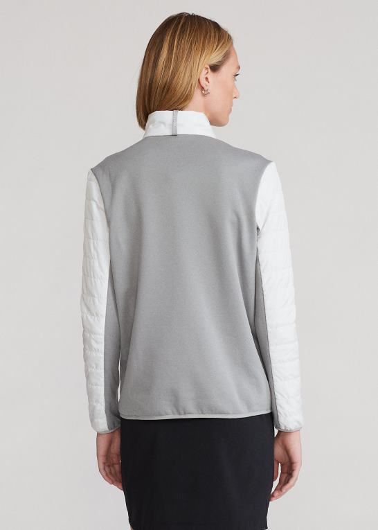 lysegrå lyng Kvinder Ralph Lauren hybrid pullover med kvart lynlås Z426B3766