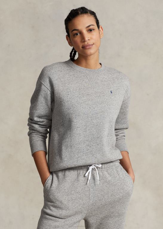 mørk vintage lyng Kvinder Ralph Lauren fleece pullover med rund hals Z426B9101
