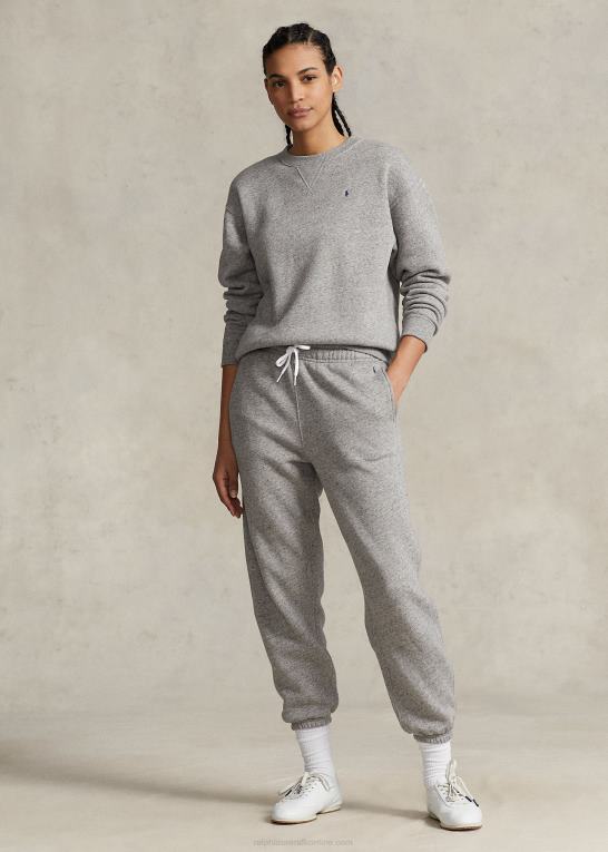 mørk vintage lyng Kvinder Ralph Lauren fleece pullover med rund hals Z426B9101