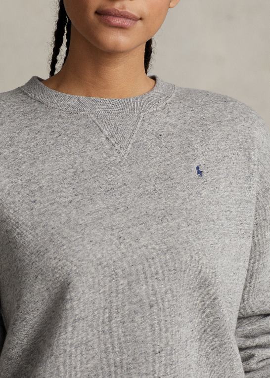 mørk vintage lyng Kvinder Ralph Lauren fleece pullover med rund hals Z426B9101