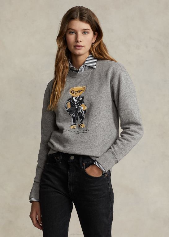 mørk vintage lyng Kvinder Ralph Lauren polo bear fleece sweatshirt med rund hals Z426B2924