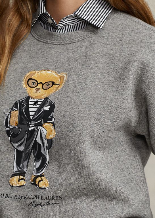 mørk vintage lyng Kvinder Ralph Lauren polo bear fleece sweatshirt med rund hals Z426B2924