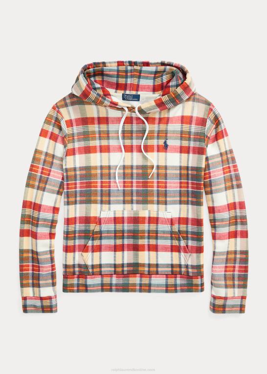 madras multi Kvinder Ralph Lauren plaid hættetrøje med fransk frotté med krympet pasform Z426B3169