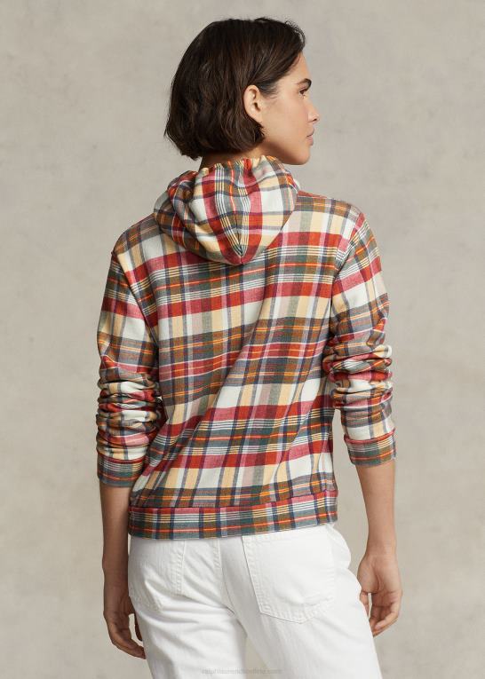 madras multi Kvinder Ralph Lauren plaid hættetrøje med fransk frotté med krympet pasform Z426B3169