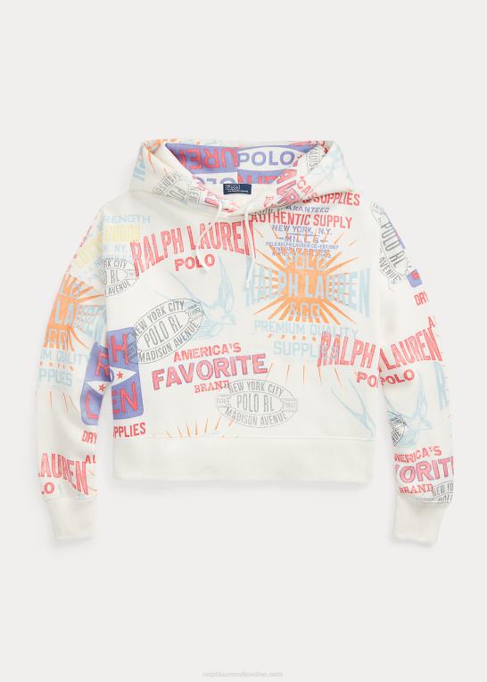 nevis Kvinder Ralph Lauren logo grafisk oversize fleece hættetrøje Z426B3213