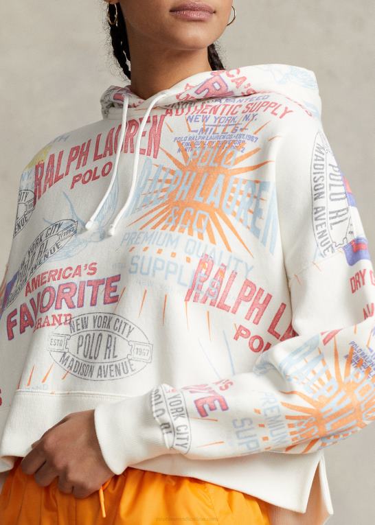 nevis Kvinder Ralph Lauren logo grafisk oversize fleece hættetrøje Z426B3213
