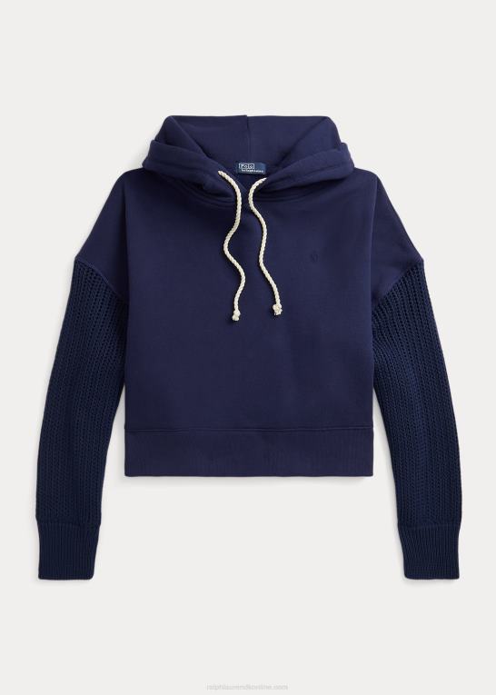 newport flåde Kvinder Ralph Lauren boxy fit hybrid hættetrøje med sweaterærmer Z426B3091