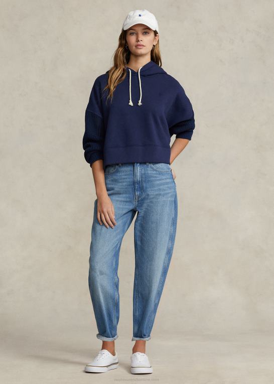 newport flåde Kvinder Ralph Lauren boxy fit hybrid hættetrøje med sweaterærmer Z426B3091