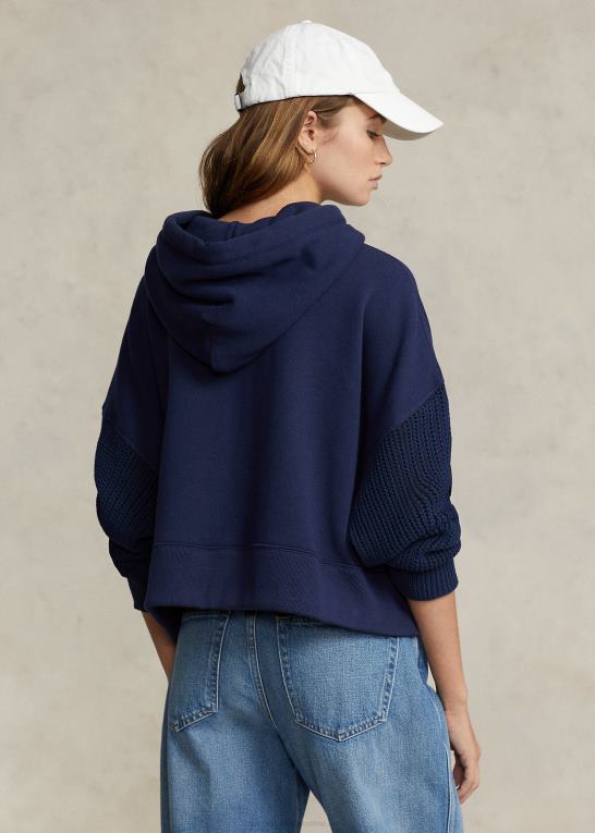 newport flåde Kvinder Ralph Lauren boxy fit hybrid hættetrøje med sweaterærmer Z426B3091