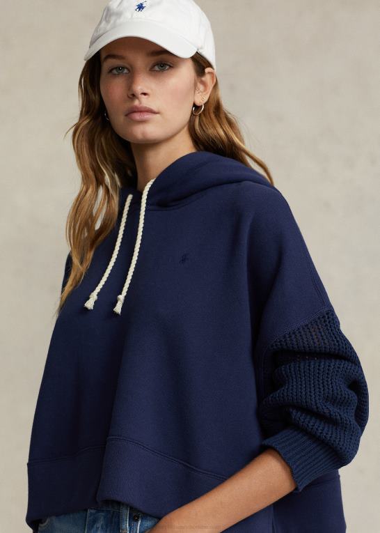 newport flåde Kvinder Ralph Lauren boxy fit hybrid hættetrøje med sweaterærmer Z426B3091