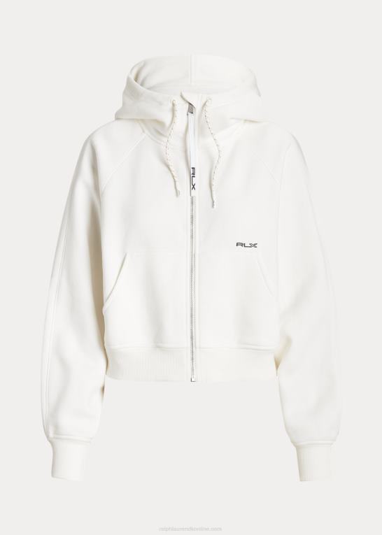 papir hvidt Kvinder Ralph Lauren fleece hættetrøje med fuld lynlås dolman-ærmer Z426B3123
