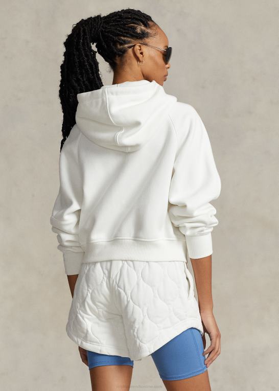 papir hvidt Kvinder Ralph Lauren fleece hættetrøje med fuld lynlås dolman-ærmer Z426B3123