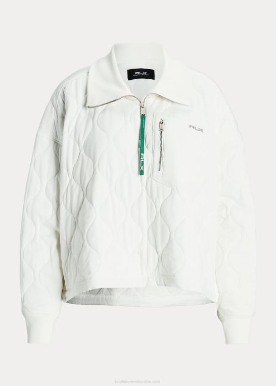 papir hvidt Kvinder Ralph Lauren oversize quiltet pullover med halv lynlås Z426B3116