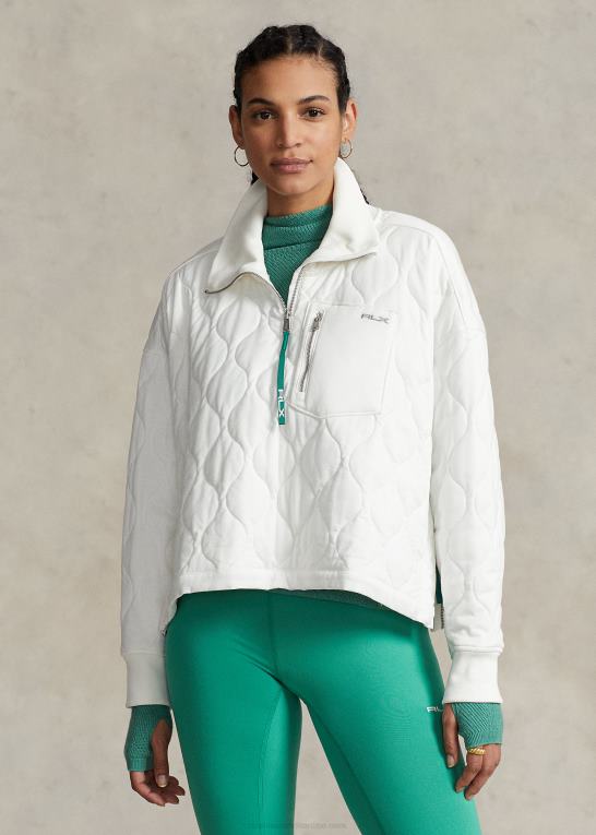 papir hvidt Kvinder Ralph Lauren oversize quiltet pullover med halv lynlås Z426B3116