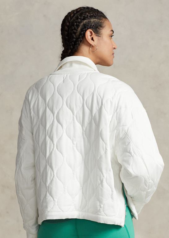 papir hvidt Kvinder Ralph Lauren oversize quiltet pullover med halv lynlås Z426B3116