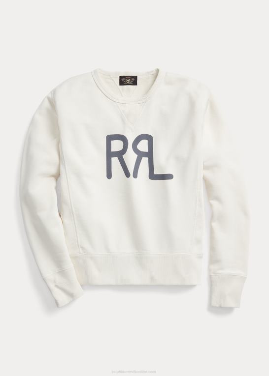 pergament creme Kvinder Ralph Lauren logo fransk frotté sweatshirt med rund hals Z426B3612