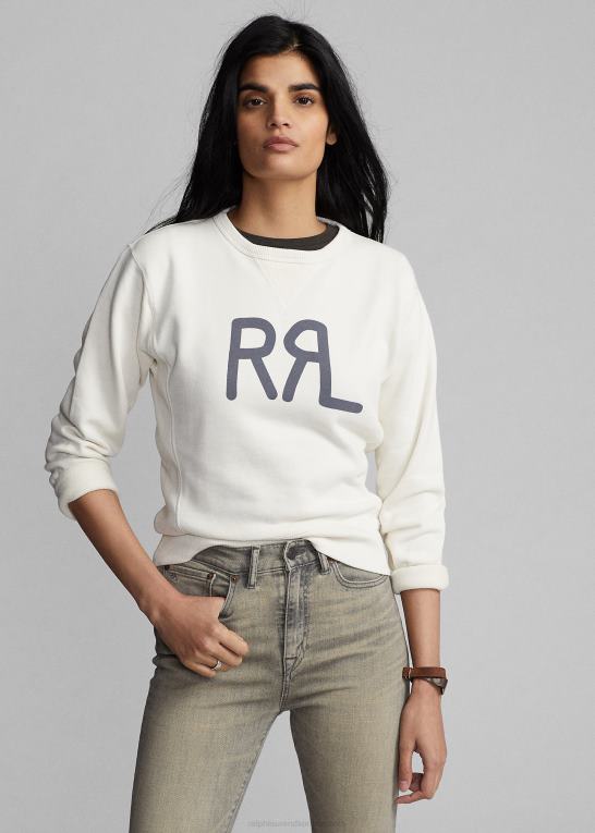 pergament creme Kvinder Ralph Lauren logo fransk frotté sweatshirt med rund hals Z426B3612