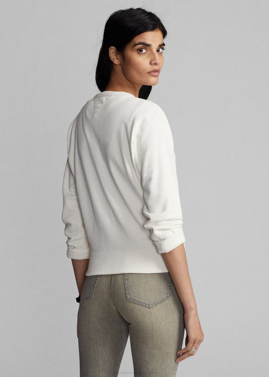 pergament creme Kvinder Ralph Lauren logo fransk frotté sweatshirt med rund hals Z426B3612