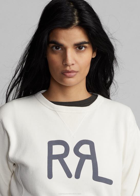 pergament creme Kvinder Ralph Lauren logo fransk frotté sweatshirt med rund hals Z426B3612