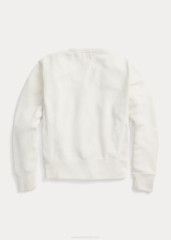 pergament creme Kvinder Ralph Lauren logo fransk frotté sweatshirt med rund hals Z426B3612