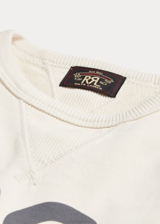 pergament creme Kvinder Ralph Lauren logo fransk frotté sweatshirt med rund hals Z426B3612