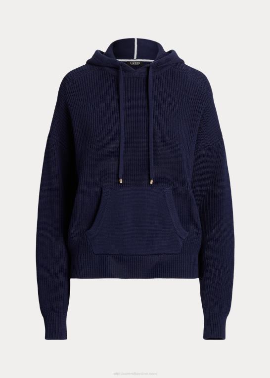 raffineret flåde Kvinder Ralph Lauren hættetrøje i kæmmet bomuld Z426B9568