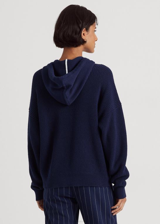 raffineret flåde Kvinder Ralph Lauren hættetrøje i kæmmet bomuld Z426B9568