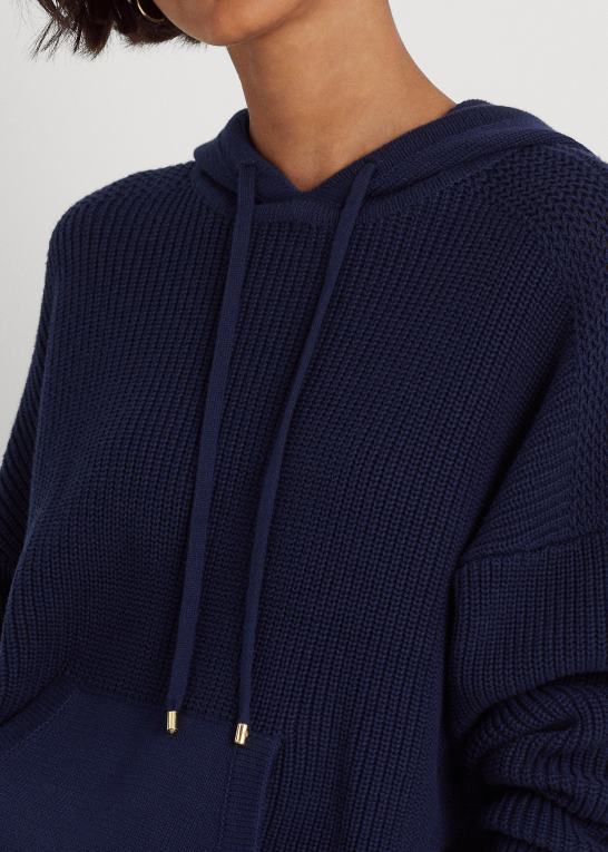 raffineret flåde Kvinder Ralph Lauren hættetrøje i kæmmet bomuld Z426B9568