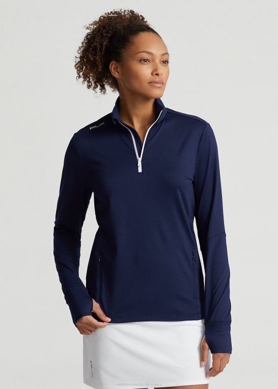raffineret flåde Kvinder Ralph Lauren pullover i stretch-jersey med kvart lynlås Z426B3723