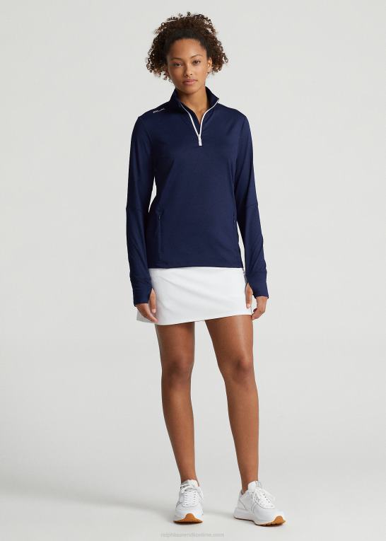 raffineret flåde Kvinder Ralph Lauren pullover i stretch-jersey med kvart lynlås Z426B3723