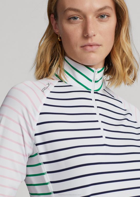 ren hvid/marineblå/pink Kvinder Ralph Lauren stribet stretch jersey pullover Z426B3719