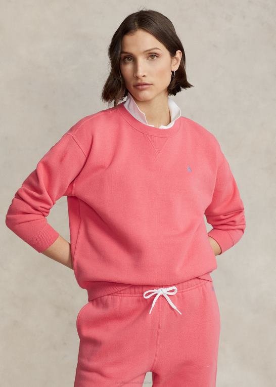rubin koral Kvinder Ralph Lauren fleece pullover med rund hals Z426B9095