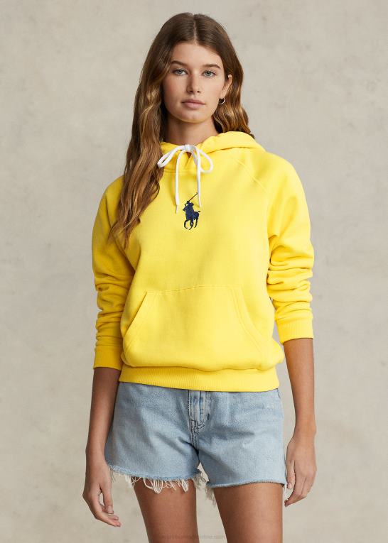 solfisk gul Kvinder Ralph Lauren krympet pasform stor pony fleece hættetrøje Z426B9187