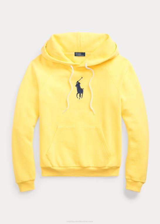 solfisk gul Kvinder Ralph Lauren krympet pasform stor pony fleece hættetrøje Z426B9187