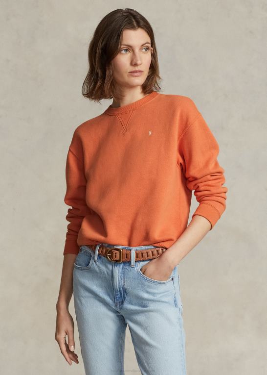 solnedgangshimmel Kvinder Ralph Lauren fleece pullover med rund hals Z426B9097